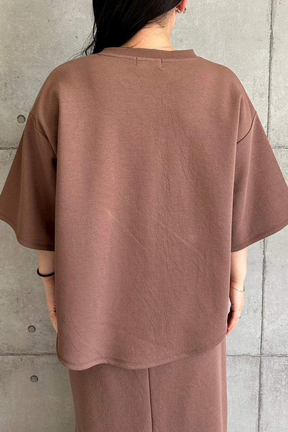 ロゴ刺繍五分袖スウェット