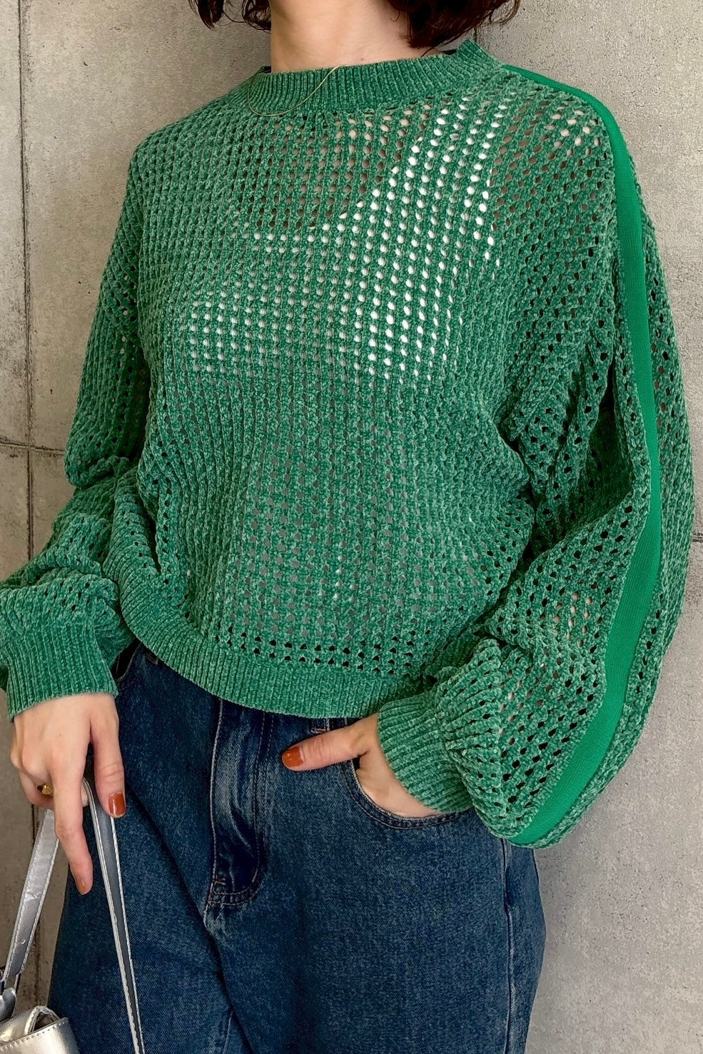 ROSIEE(ロージー) 袖ラインモールメッシュニット R771230