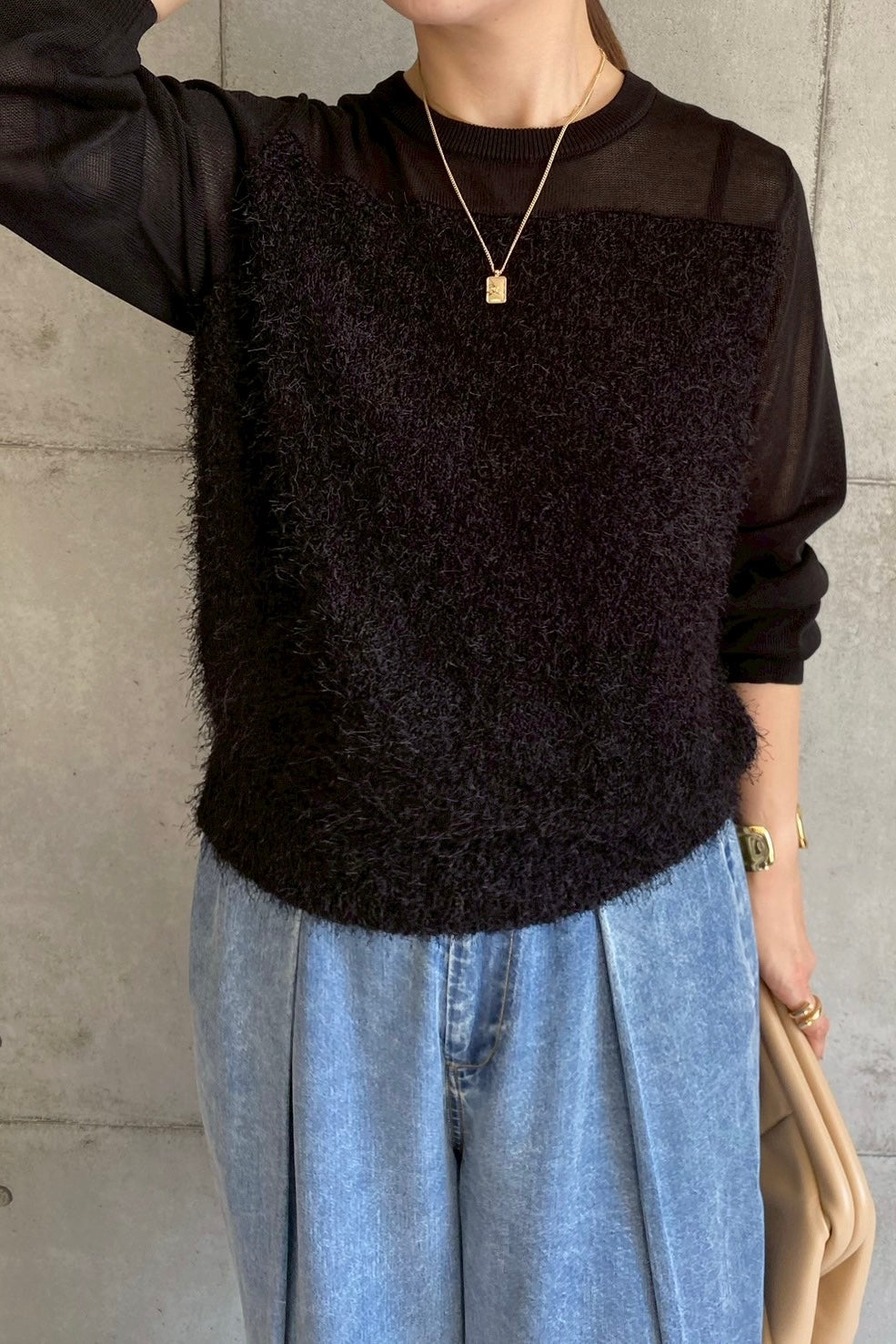 シャギービスチェレイヤード風ニット