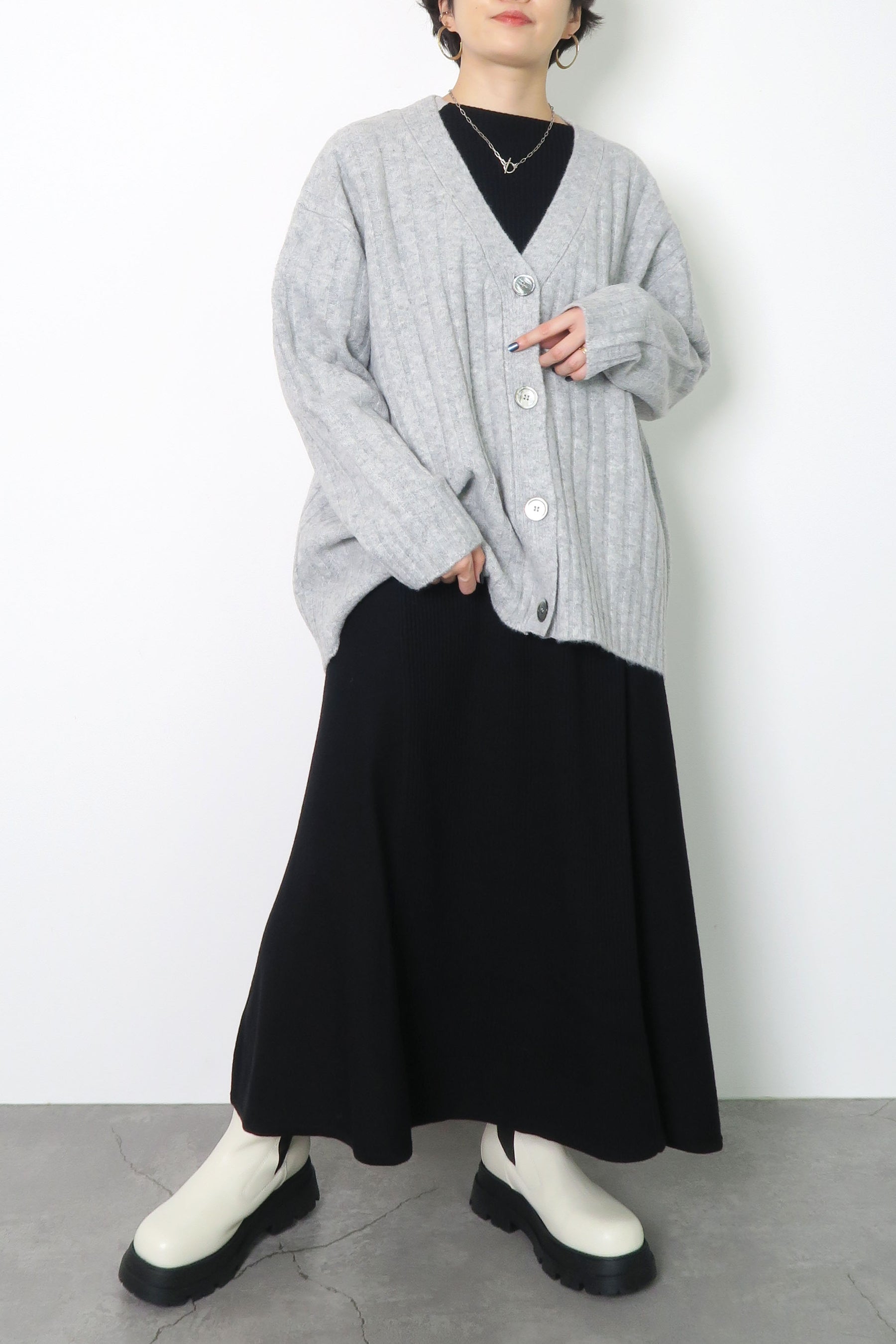 Torrazzo Donna(トラッツォ ドンナ) ワイド リブ カーディガン