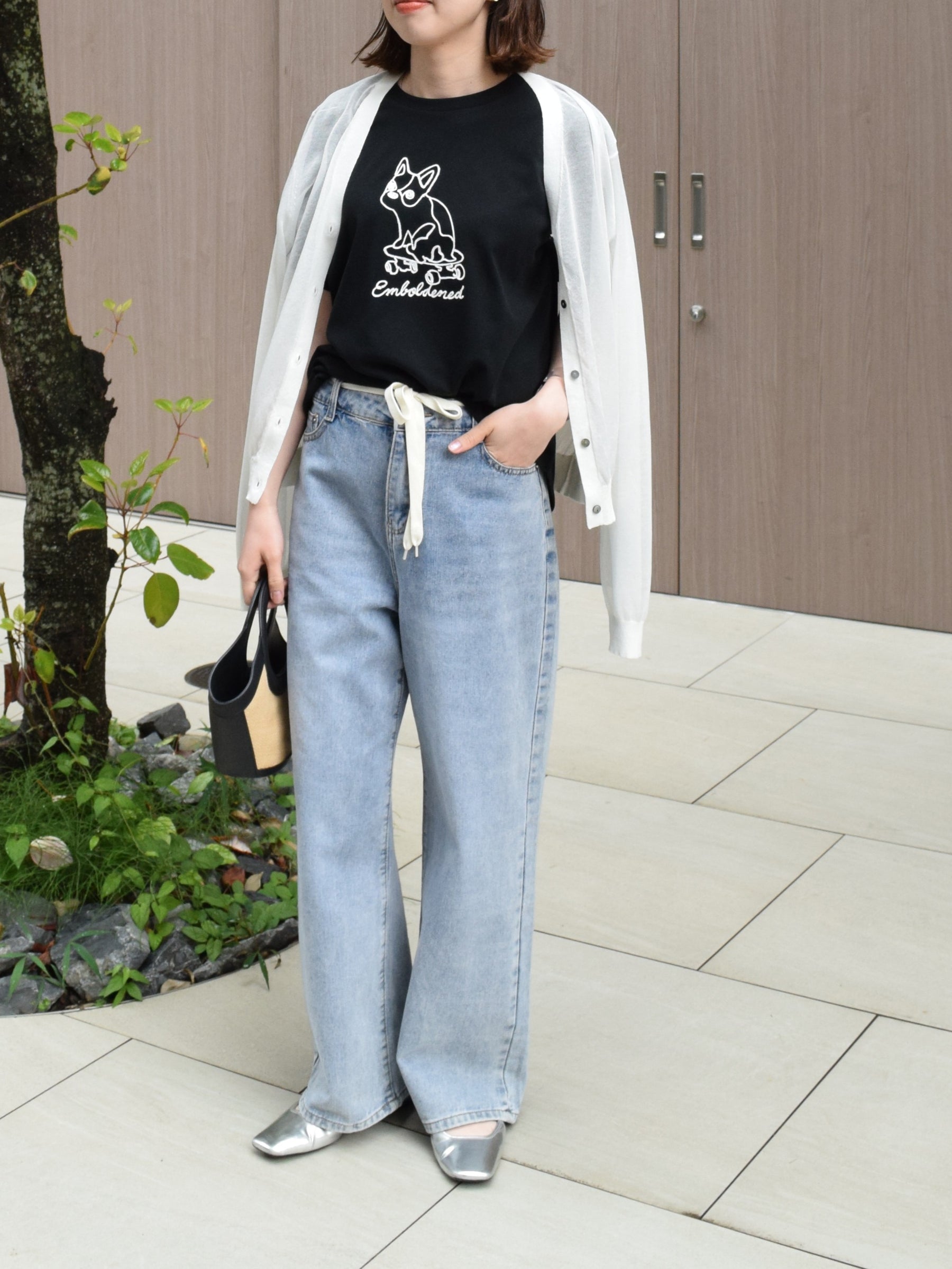 フレンチブルドッグコード刺繍Tシャツ