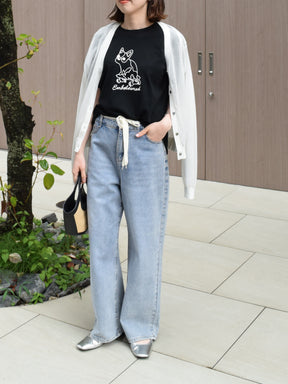 フレンチブルドッグコード刺繍Tシャツ