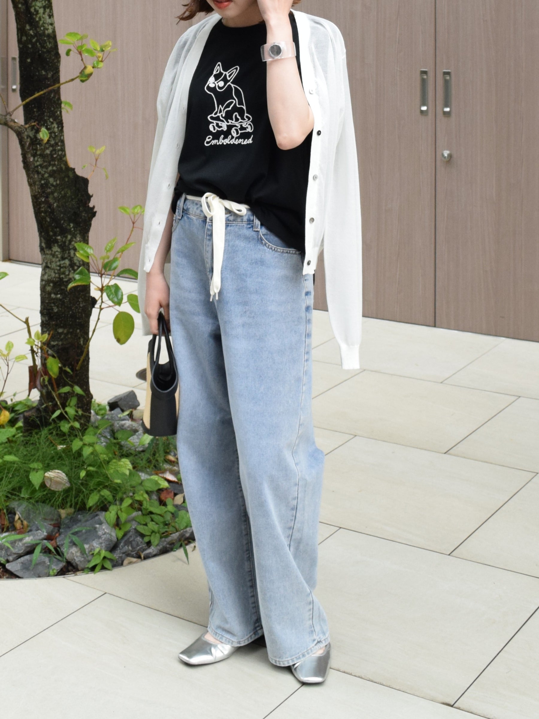 フレンチブルドッグコード刺繍Tシャツ