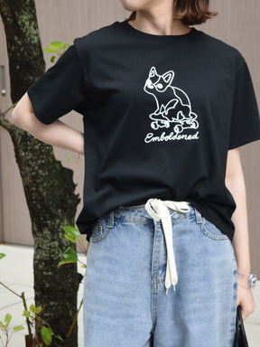 フレンチブルドッグコード刺繍Tシャツ