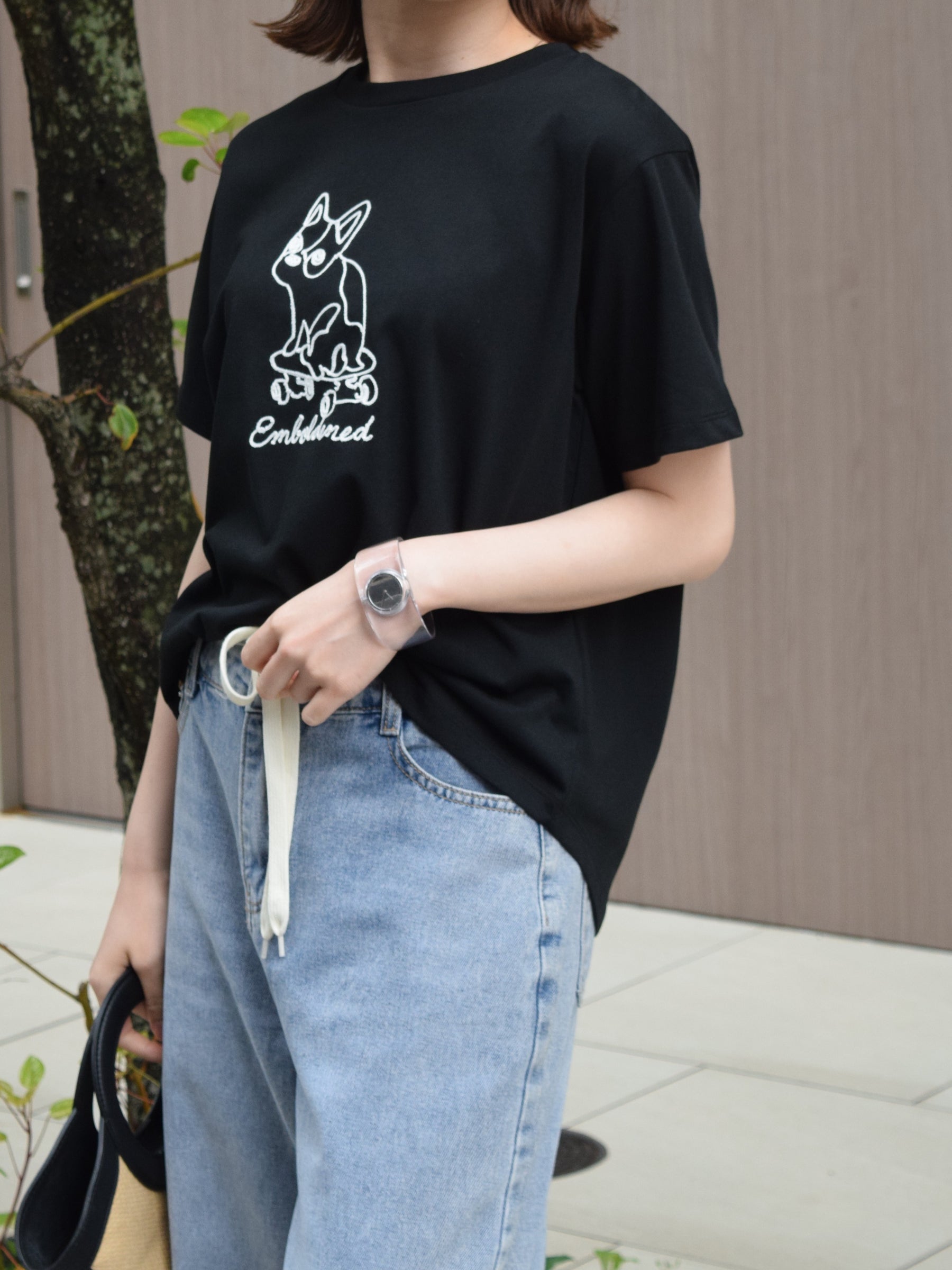 フレンチブルドッグコード刺繍Tシャツ