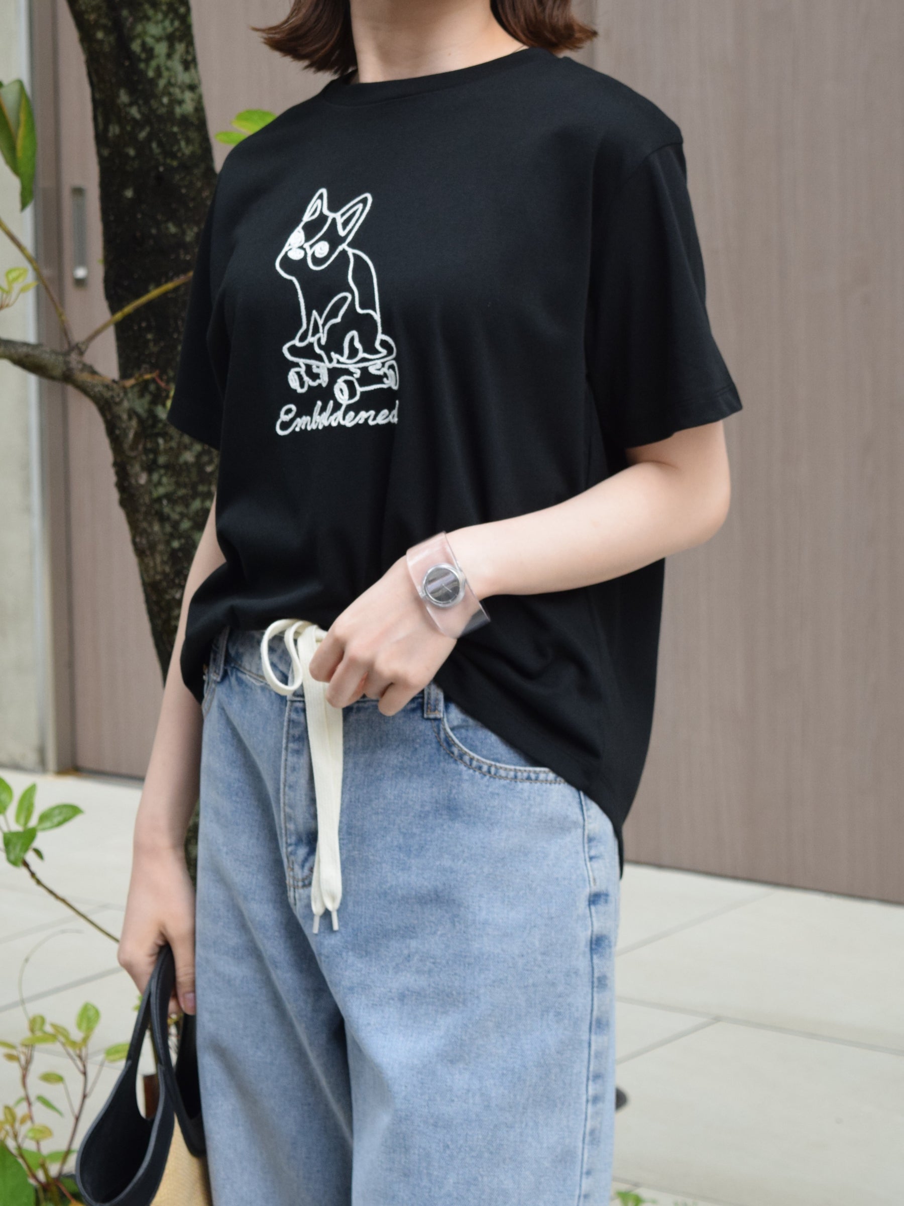 フレンチブルドッグコード刺繍Tシャツ