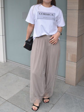 ラメチュール重ねロゴプリントTシャツ