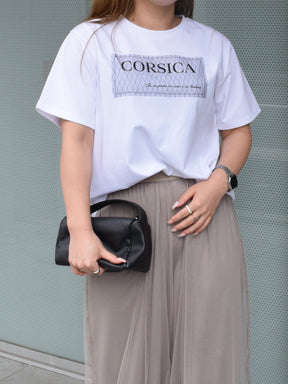 ラメチュール重ねロゴプリントTシャツ