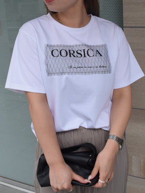 ラメチュール重ねロゴプリントTシャツ