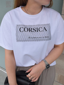 ラメチュール重ねロゴプリントTシャツ