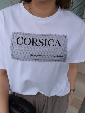 ラメチュール重ねロゴプリントTシャツ