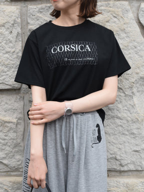 ラメチュール重ねロゴプリントTシャツ