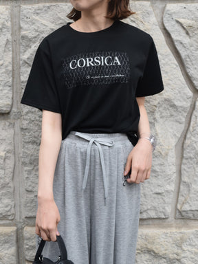 ラメチュール重ねロゴプリントTシャツ
