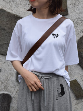 レオパード柄ハート フロッキープリントTシャツ