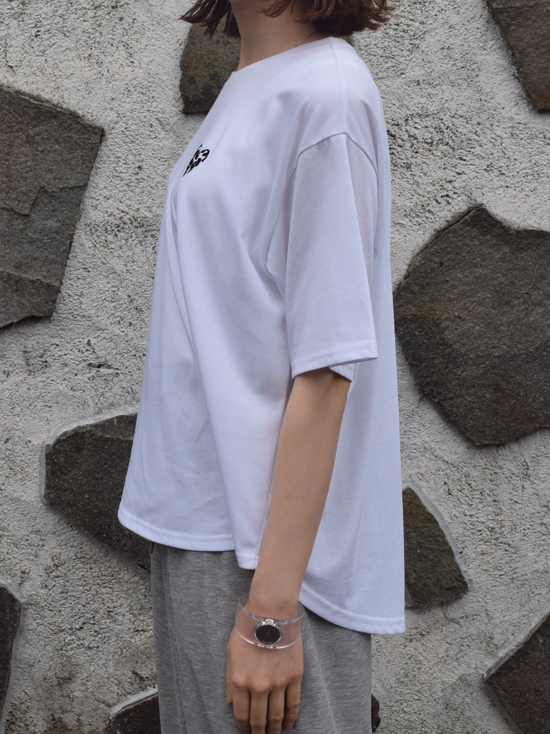 レオパード柄ハート フロッキープリントTシャツ