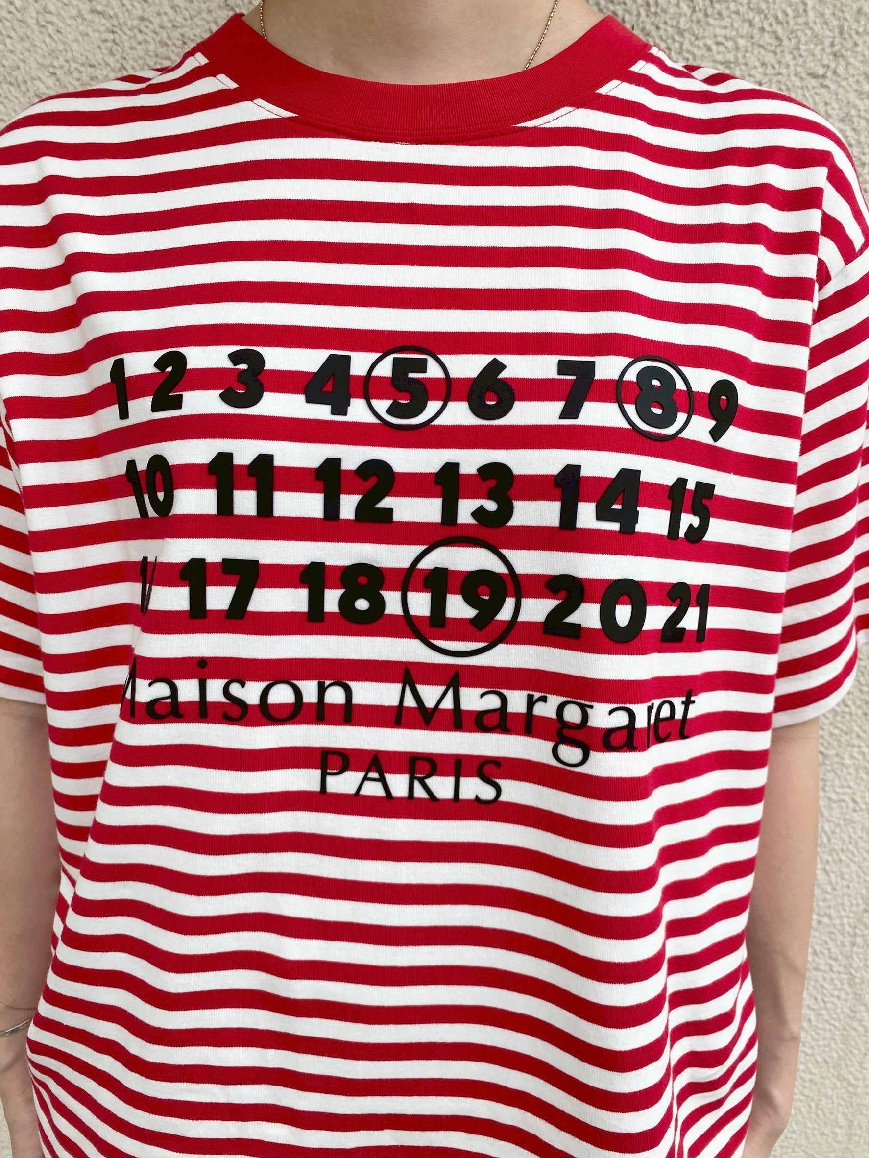 Accountナンバー×ボーダーTシャツ