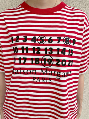 Accountナンバー×ボーダーTシャツ