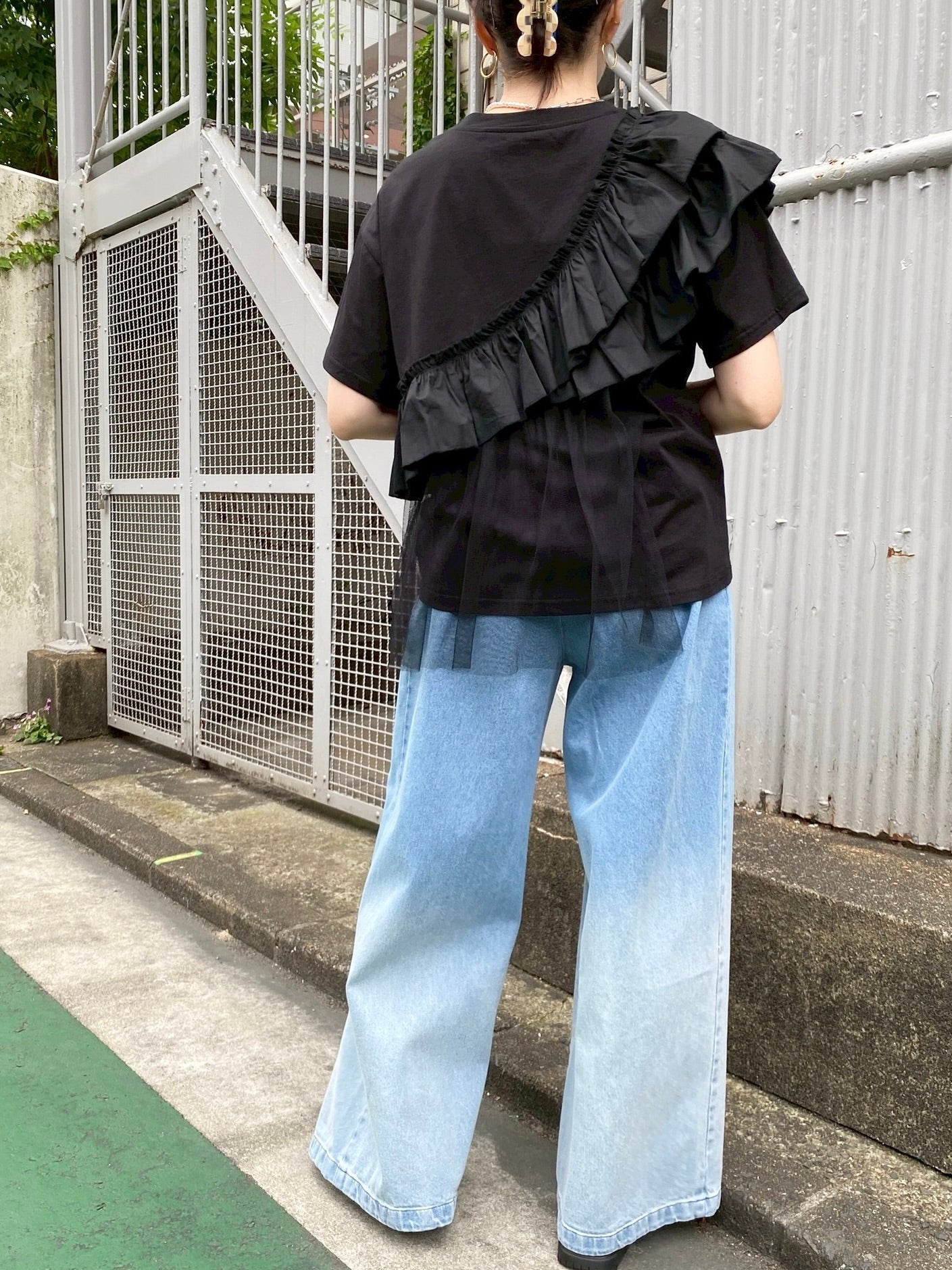フリルチュールドッキングTシャツ