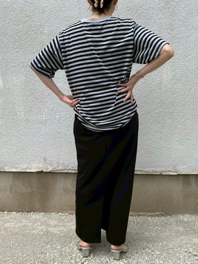 Accountナンバー×ボーダーTシャツ