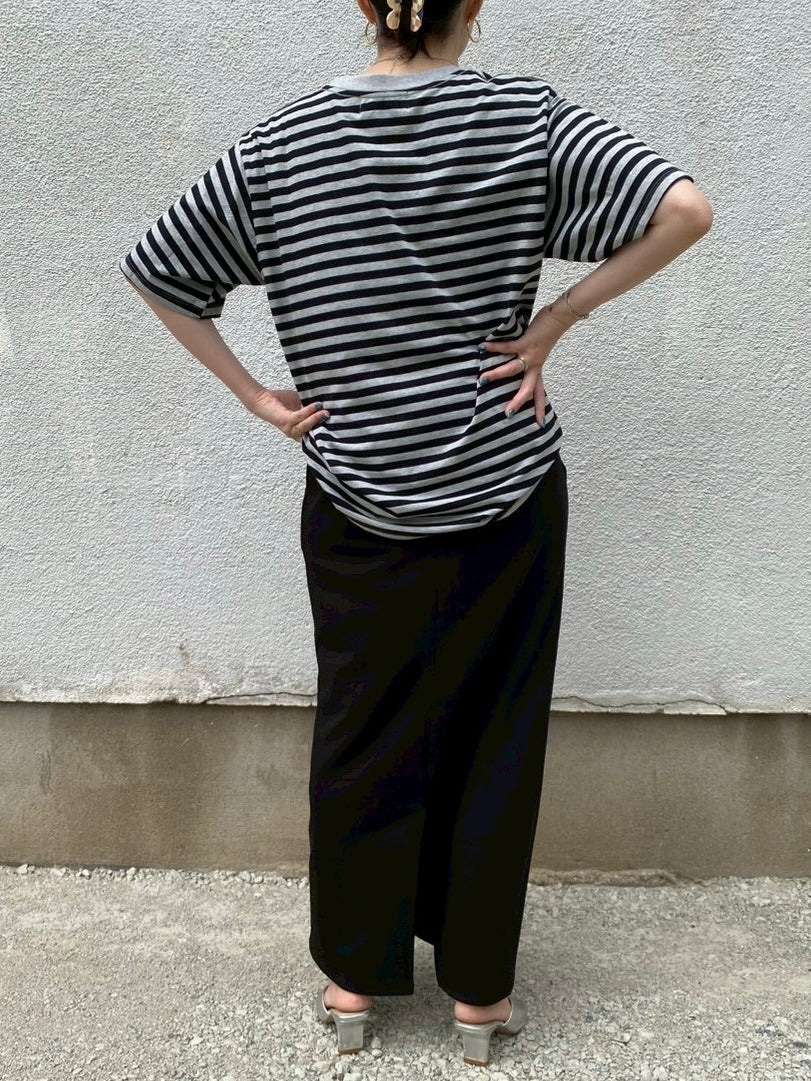Accountナンバー×ボーダーTシャツ