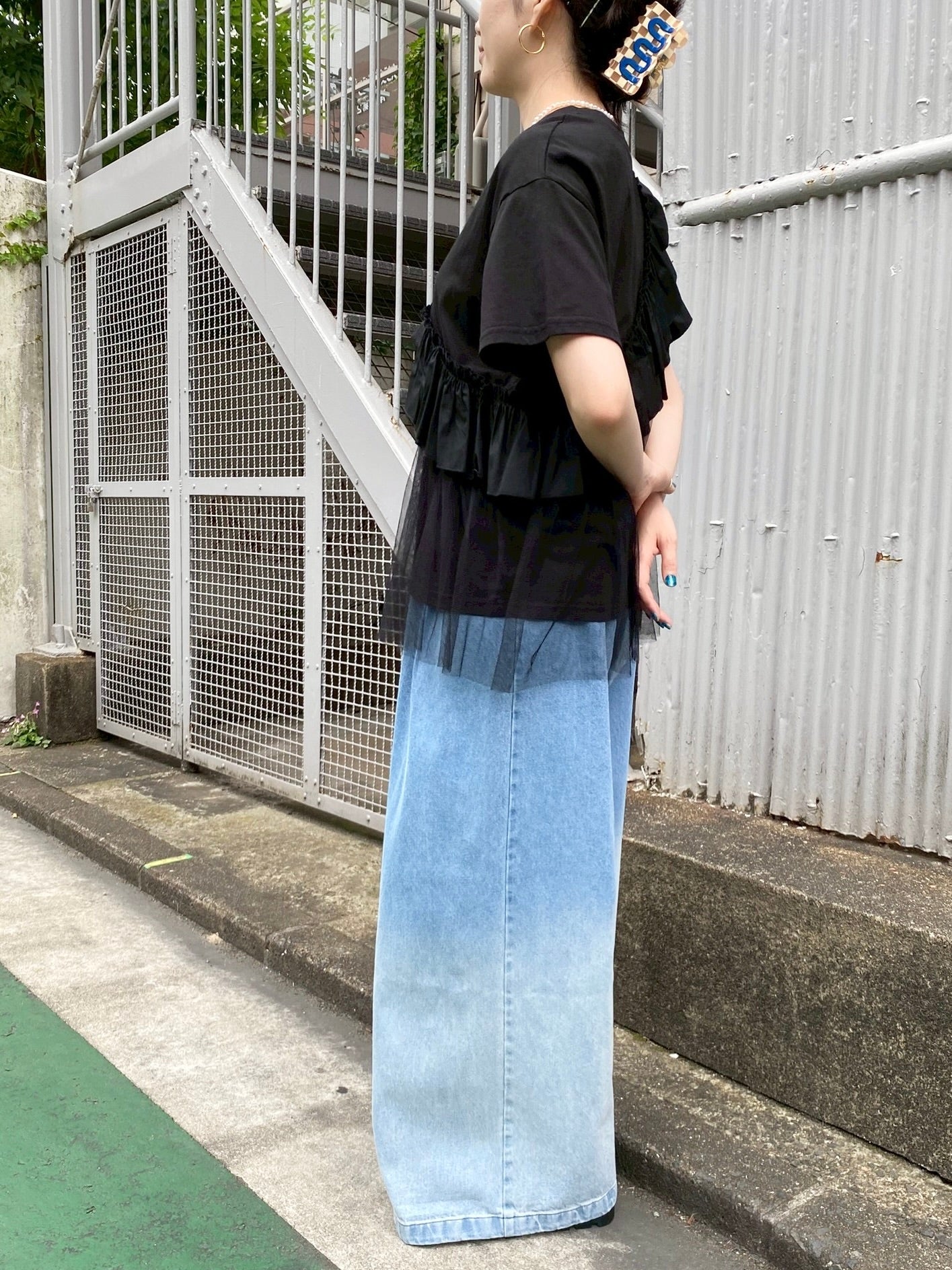 フリルチュールドッキングTシャツ