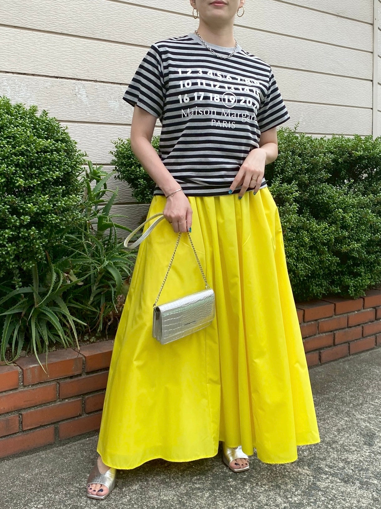 Accountナンバー×ボーダーTシャツ