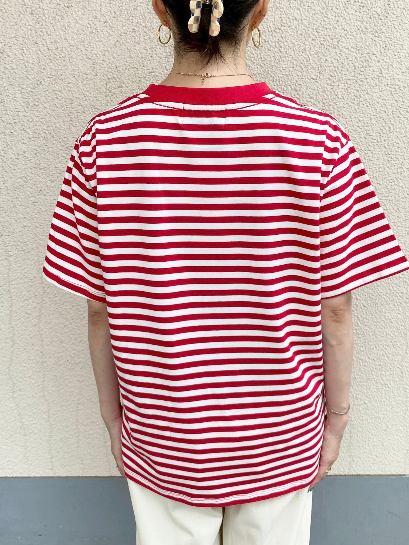 Accountナンバー×ボーダーTシャツ