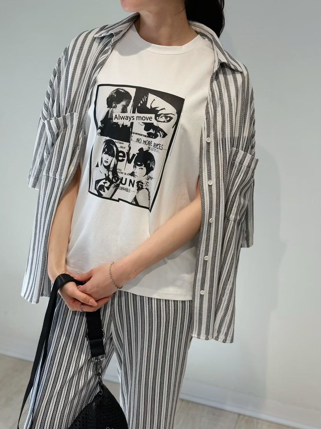 フォトプリント半袖トップス