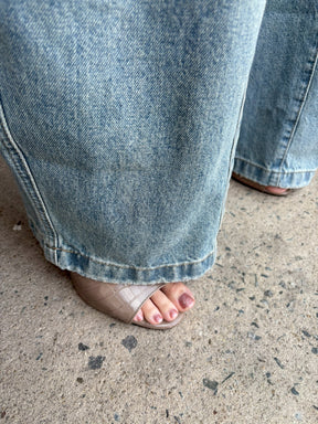 切替コクーンワイドデニムパンツ