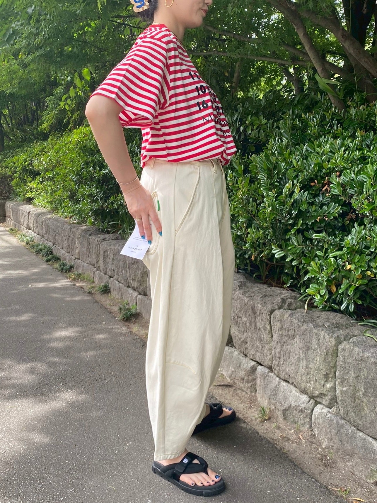 Accountナンバー×ボーダーTシャツ