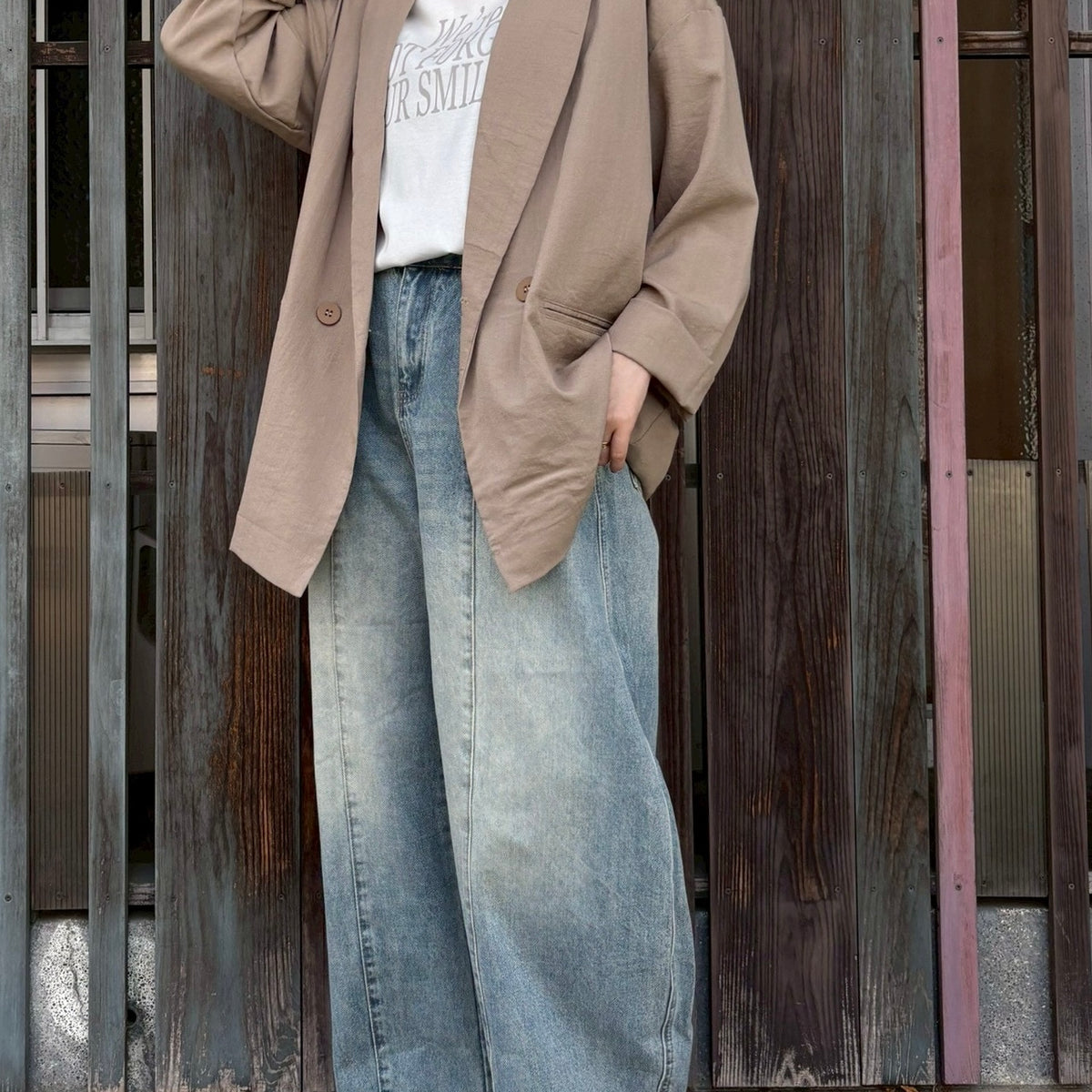 セブンフェアリーポリーヌブロー切替コクーンデニムパンツ PaulineBleu(ポリーヌブロー)切替コクーンワイドデニムパンツ77636