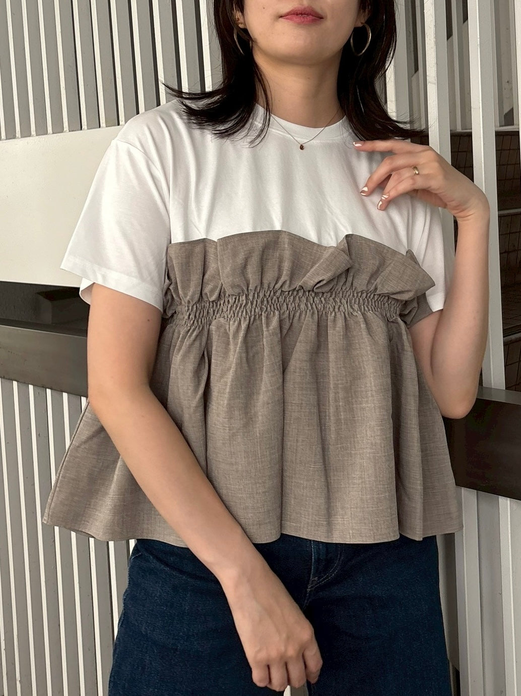麻ビスチェドッキングTシャツ