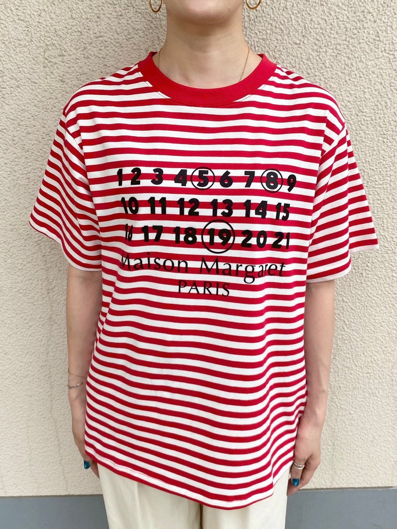Accountナンバー×ボーダーTシャツ