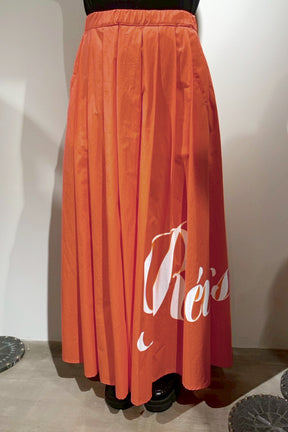 DOS DIOSAS (ドスディオサス) ロゴプリントギャザースカート D8507　オレンジ