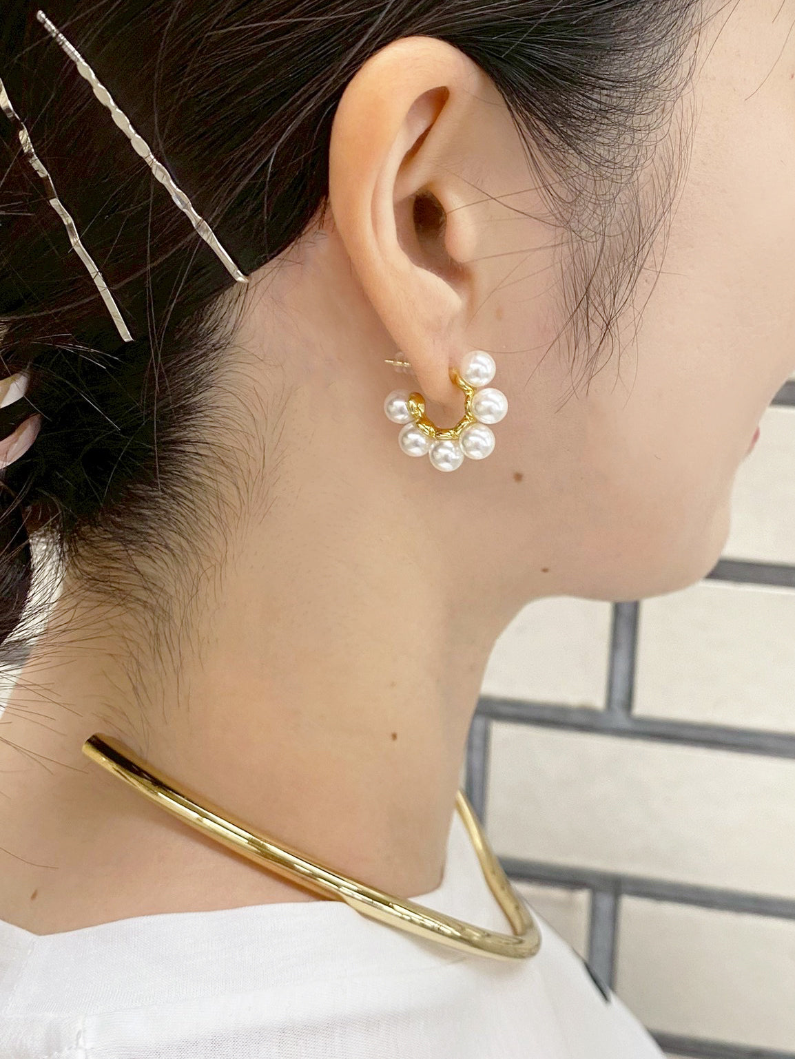 パールフープピアス