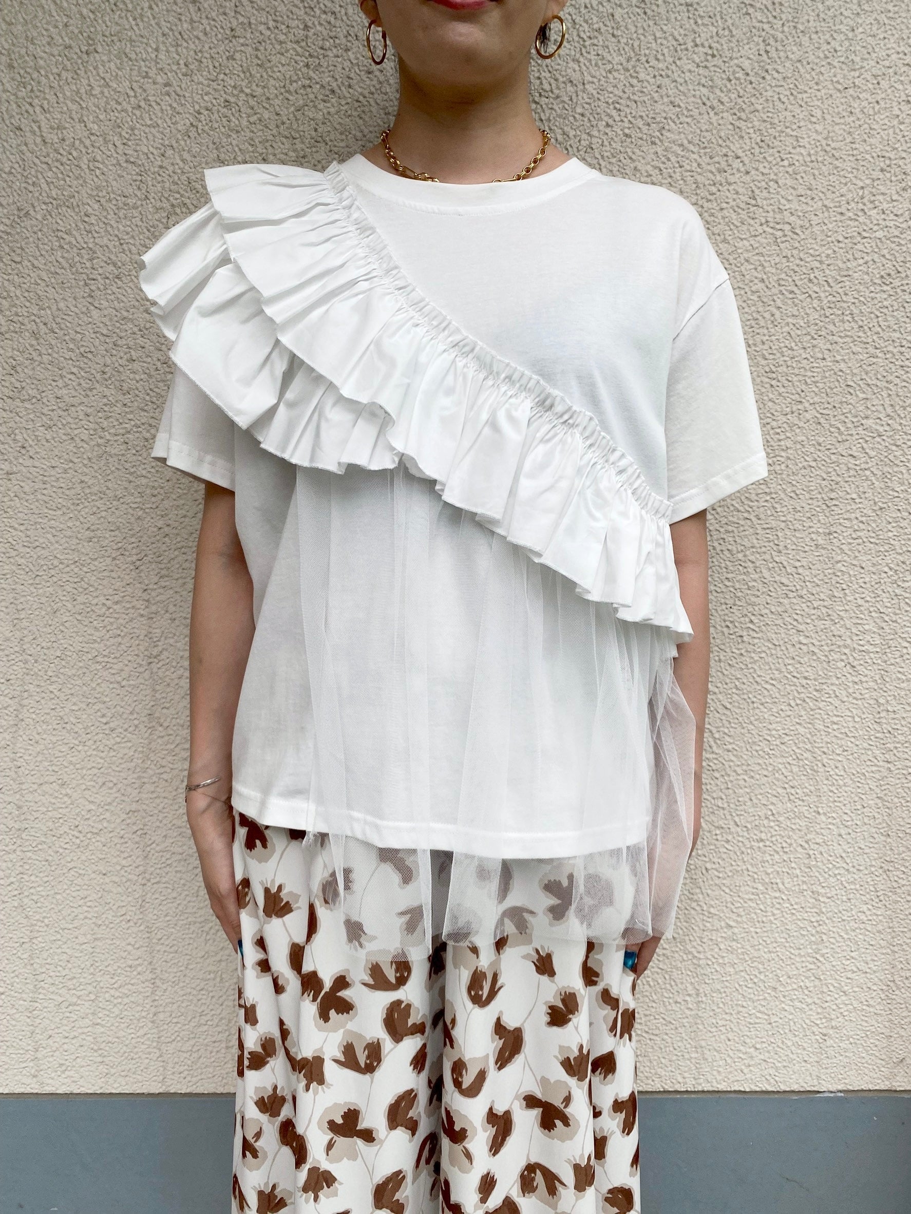 フリルチュールドッキングTシャツ