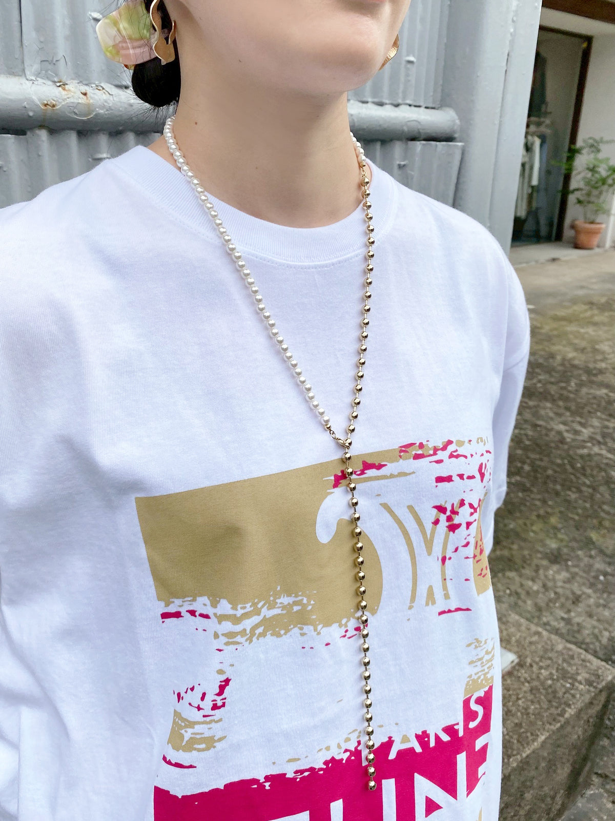 パール×ボールチェーン 5wayネックレス