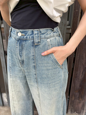 切替コクーンワイドデニムパンツ