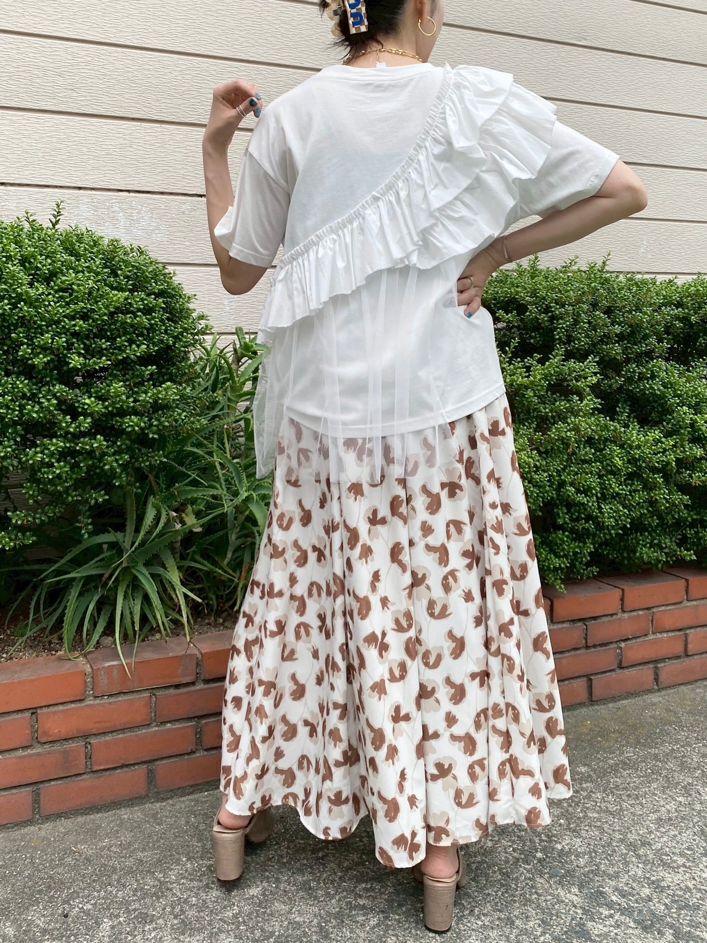 フリルチュールドッキングTシャツ