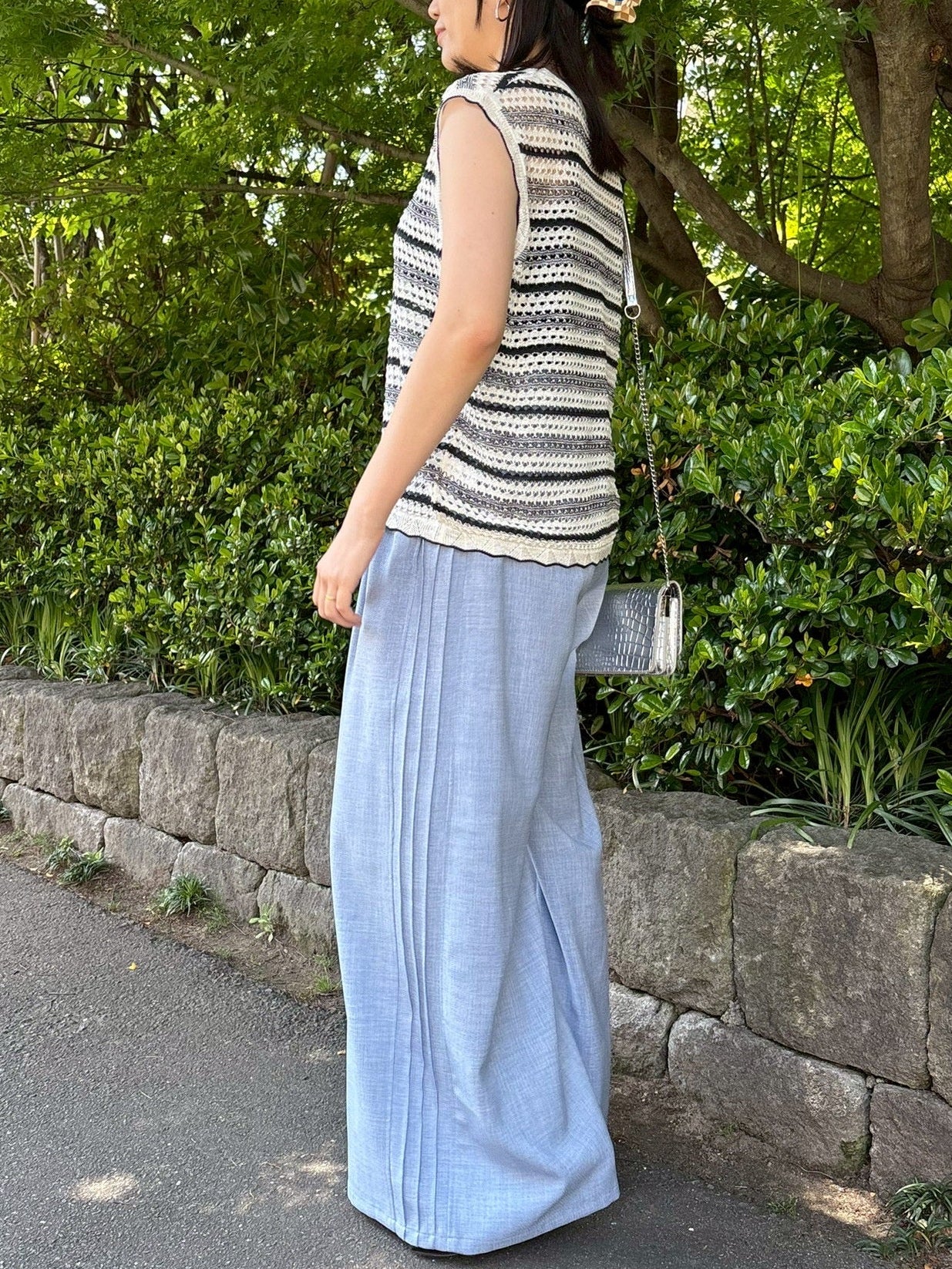 サイドピンタックラインパンツ