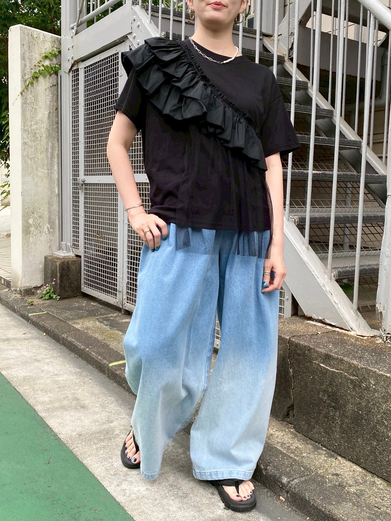 フリルチュールドッキングTシャツ