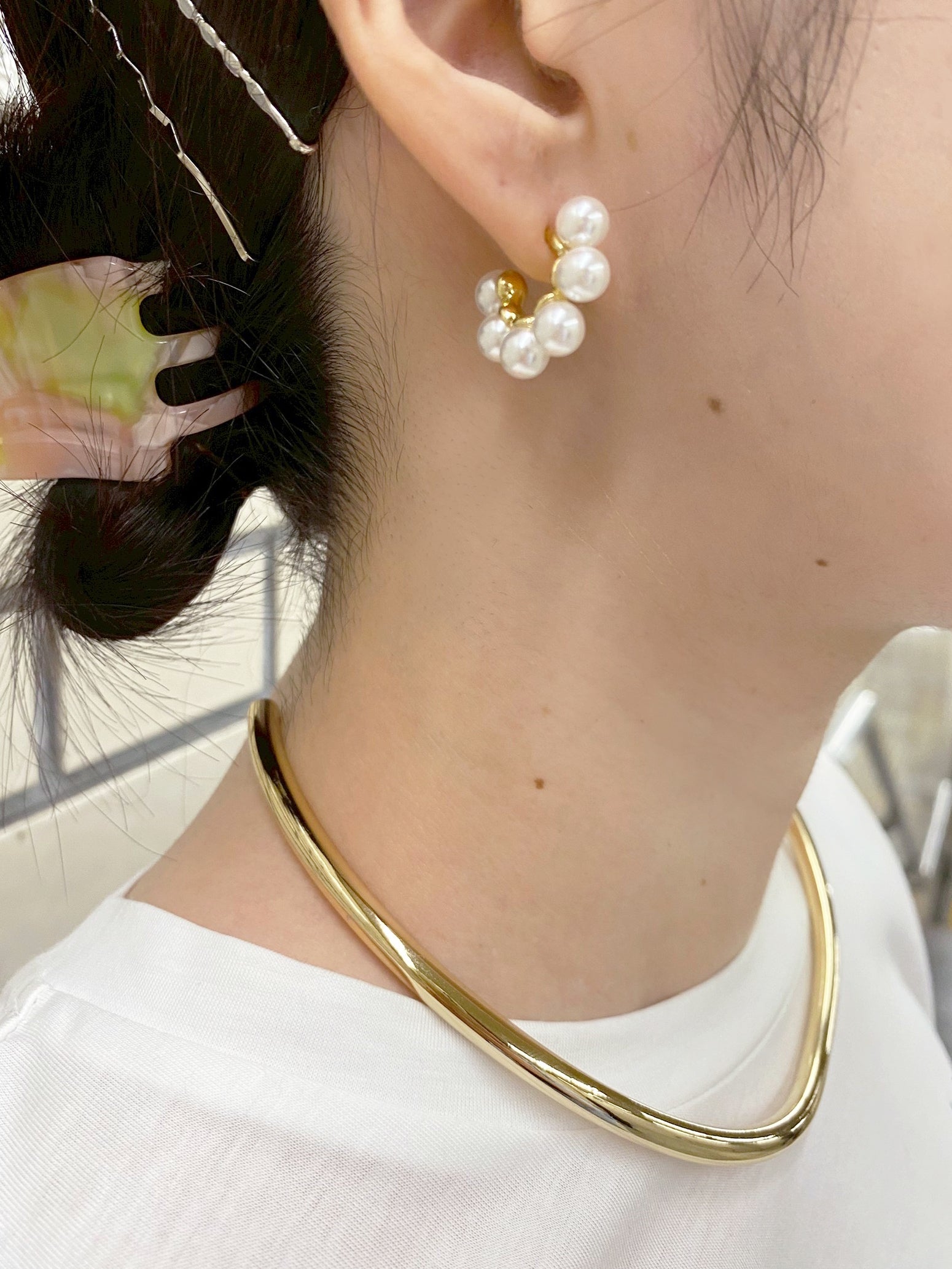 パールフープピアス