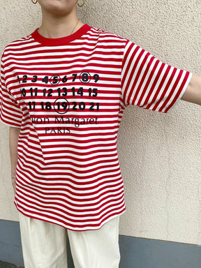Accountナンバー×ボーダーTシャツ