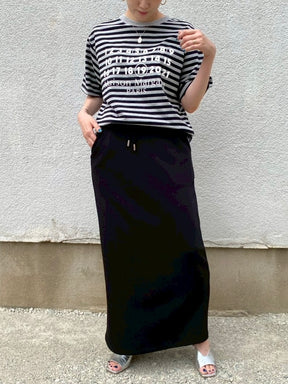 Accountナンバー×ボーダーTシャツ