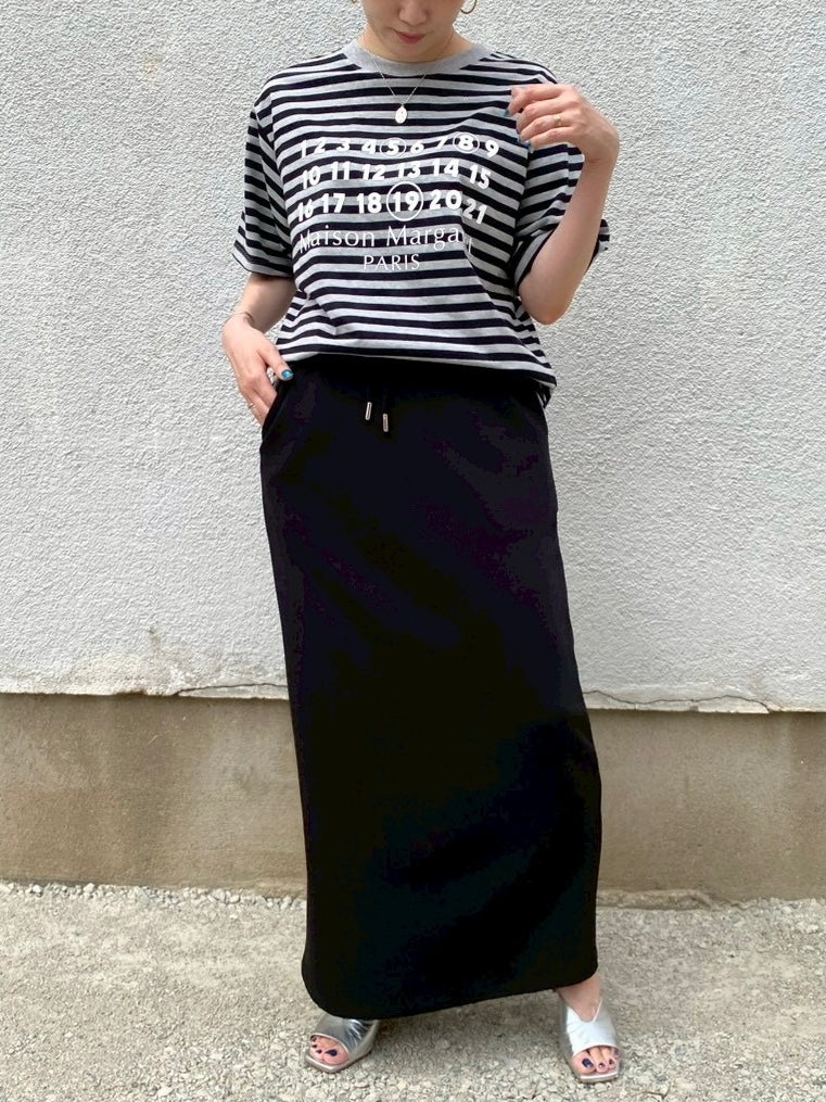 Accountナンバー×ボーダーTシャツ