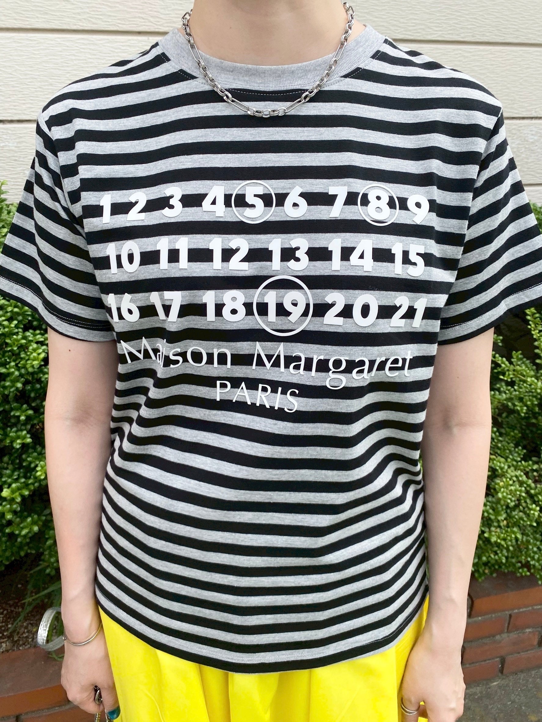 Accountナンバー×ボーダーTシャツ