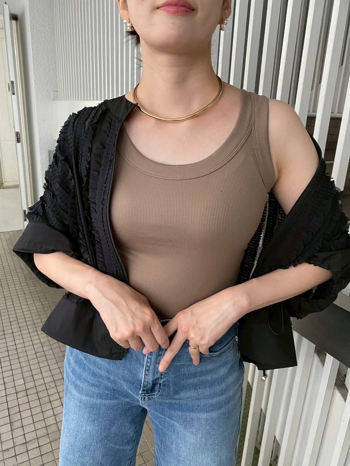 リブタンクトップ