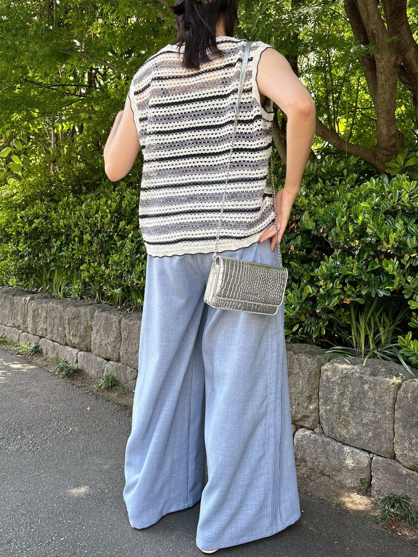 サイドピンタックラインパンツ