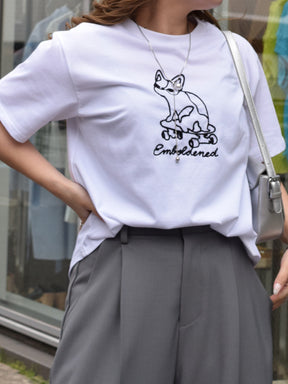 フレンチブルドッグコード刺繍Tシャツ