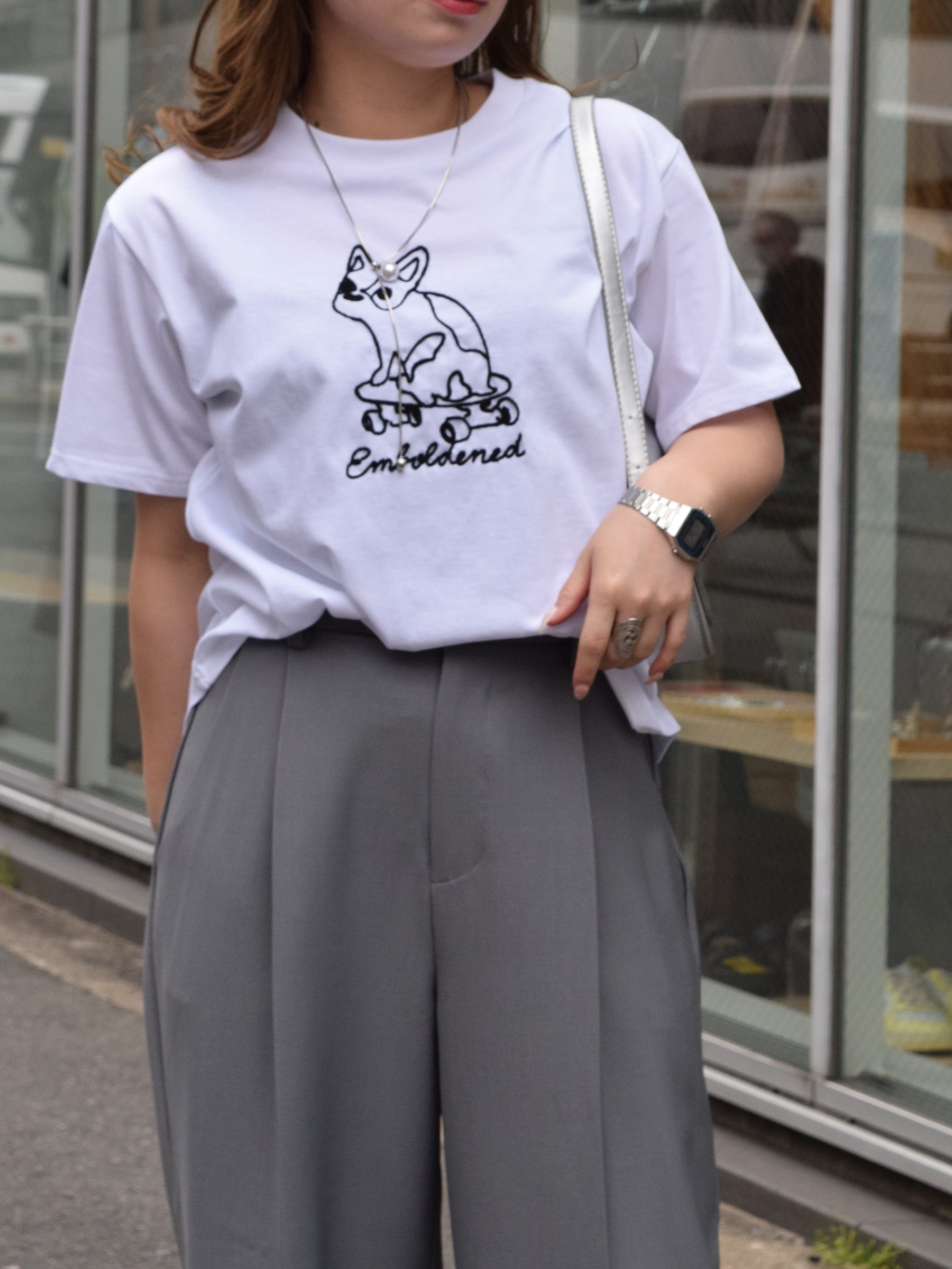 フレンチブルドッグコード刺繍Tシャツ